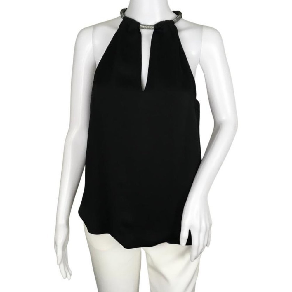 The Kusumi Top Women's By Veronica Beard Collar Neck Keyhole Black Sz 2, 6, 12